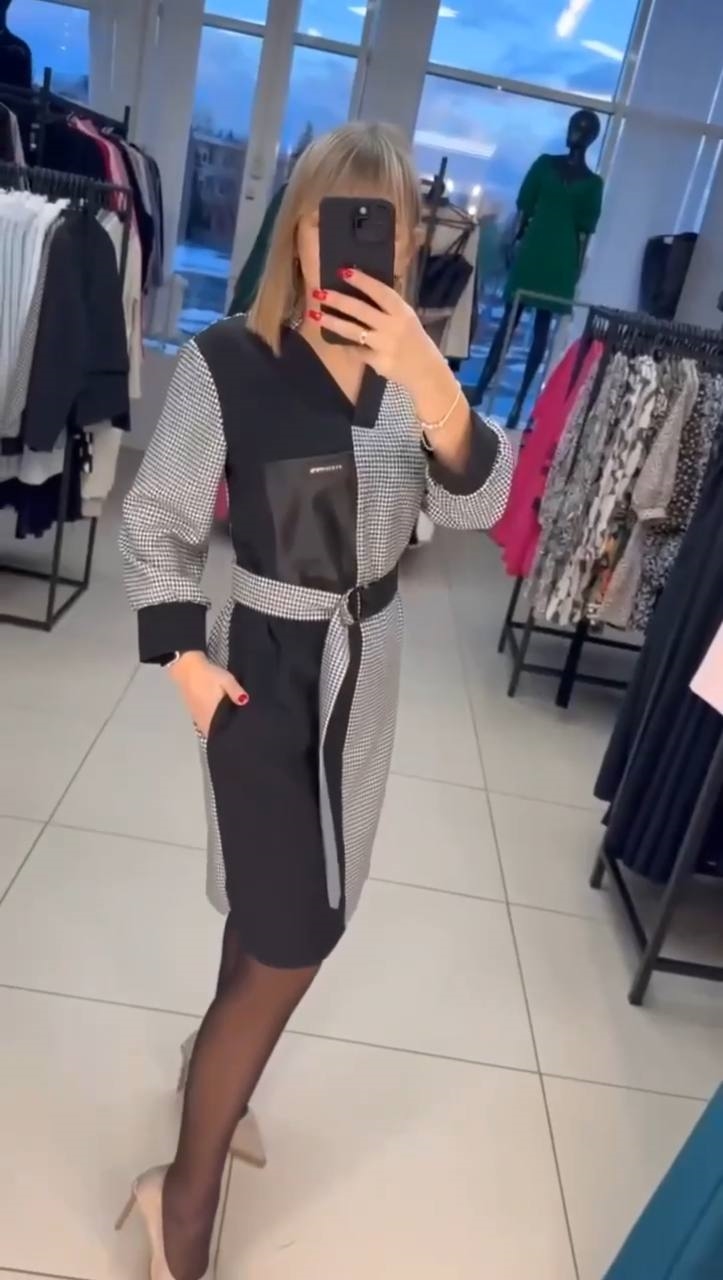 Стильна комбінована сукня
